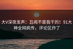 大V深夜发声：丑闻不是我干的！91大神全网疯传，评论区炸了