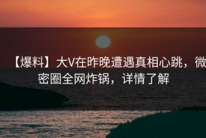 【爆料】大V在昨晚遭遇真相心跳，微密圈全网炸锅，详情了解