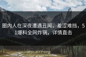 圈内人在深夜遭遇丑闻，羞涩难挡，51爆料全网炸锅，详情直击