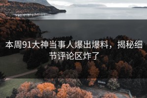 本周91大神当事人爆出爆料，揭秘细节评论区炸了