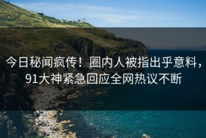 今日秘闻疯传！圈内人被指出乎意料，91大神紧急回应全网热议不断