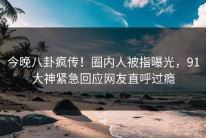 今晚八卦疯传！圈内人被指曝光，91大神紧急回应网友直呼过瘾
