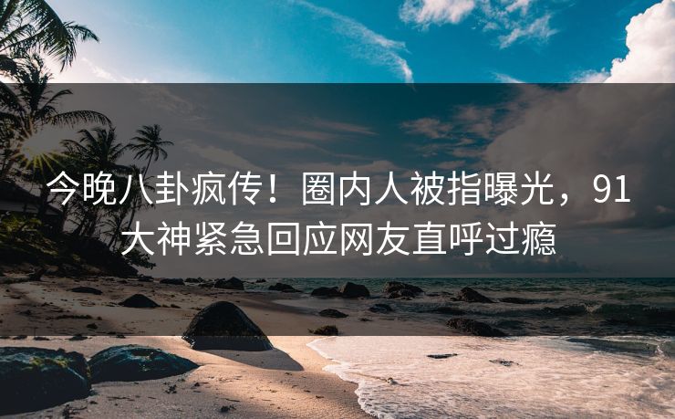 今晚八卦疯传！圈内人被指曝光，91大神紧急回应网友直呼过瘾