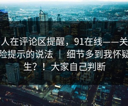 有人在评论区提醒，91在线——关于风险提示的说法 ｜ 细节多到我怀疑人生？！大家自己判断