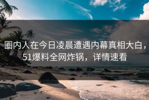 圈内人在今日凌晨遭遇内幕真相大白，51爆料全网炸锅，详情速看