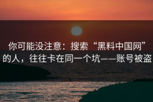 你可能没注意：搜索“黑料中国网”的人，往往卡在同一个坑——账号被盗