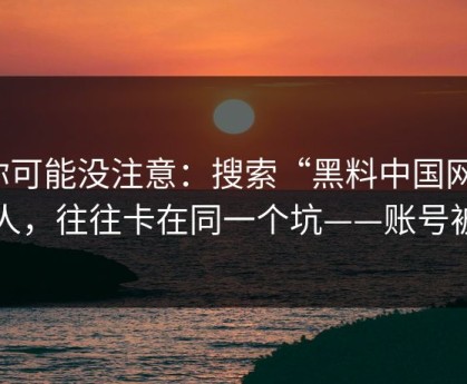 你可能没注意：搜索“黑料中国网”的人，往往卡在同一个坑——账号被盗