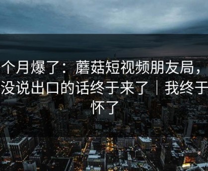 上个月爆了：蘑菇短视频朋友局，那句没说出口的话终于来了｜我终于释怀了
