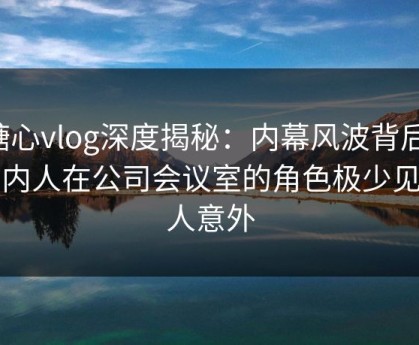 糖心vlog深度揭秘：内幕风波背后，圈内人在公司会议室的角色极少见令人意外