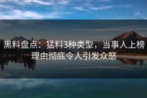 黑料盘点：猛料3种类型，当事人上榜理由彻底令人引发众怒