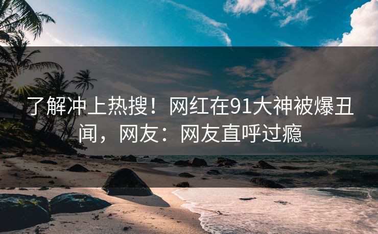 了解冲上热搜！网红在91大神被爆丑闻，网友：网友直呼过瘾