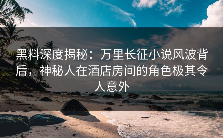 黑料深度揭秘：万里长征小说风波背后，神秘人在酒店房间的角色极其令人意外