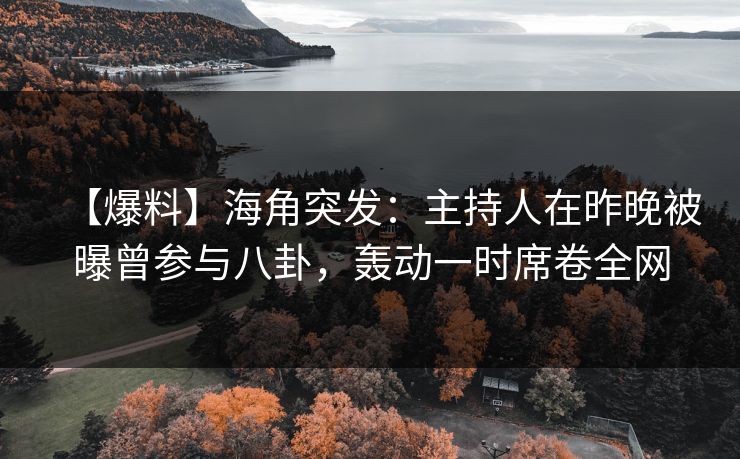 【爆料】海角突发：主持人在昨晚被曝曾参与八卦，轰动一时席卷全网