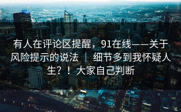有人在评论区提醒，91在线——关于风险提示的说法 ｜ 细节多到我怀疑人生？！大家自己判断